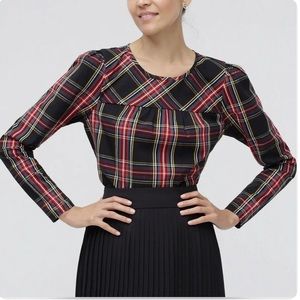 J Crew black tartan holiday plaid shirt womens medium petite